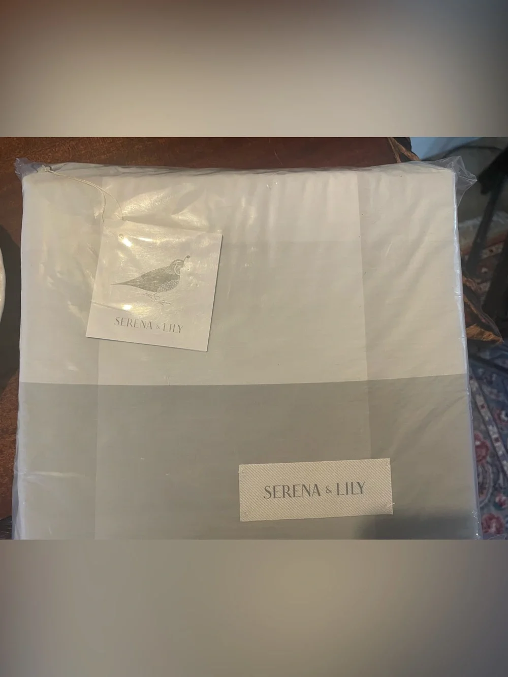 NEW! Serena & Lily gingham Check Duvet Cover in Fog. King